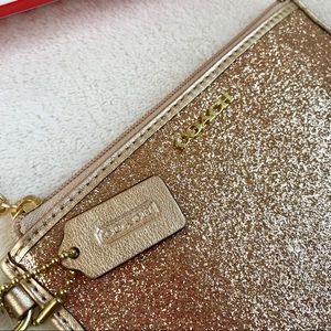 NWT COACH Champagne Glitter Wristlet